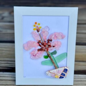 Handmade Sea Glass Artwork - Flower Design